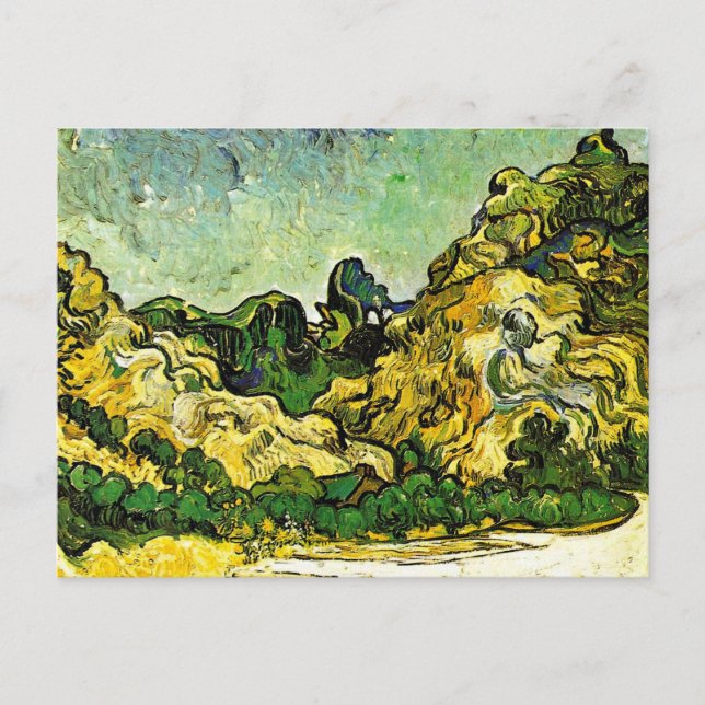 Postal Van Gogh - Paisaje de montaña en Saint-Remy (Anverso)
