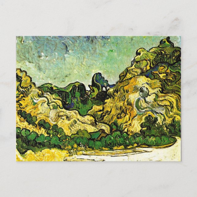 Postal Van Gogh - Paisaje de montaña en Saint-Remy (Anverso)