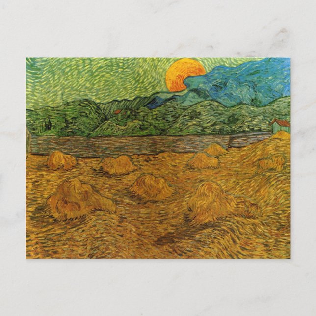 Postal Van Gogh - Paisaje vespertino con luna en ascenso (Anverso)