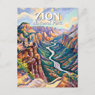Postal Van Gogh Parque Nacional Zion Cañón Río Senderismo