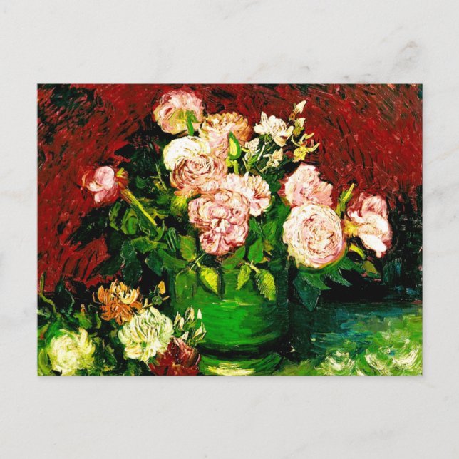 Postal Van Gogh Peonies y Rosas (Anverso)