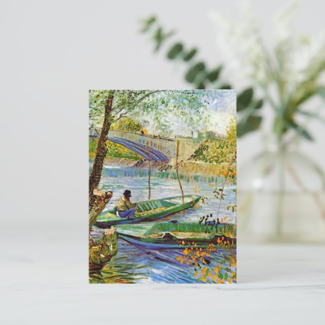 Postal Van Gogh - Pesca en primavera (Anverso de pie)