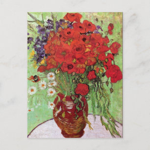 Postal Van Gogh Red Poppies y Daisies Vintage Floral