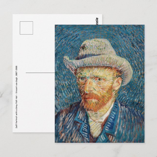 Postal Van Gogh - Retrato propio con un Gorra de Grey Fel (Anverso / Reverso)