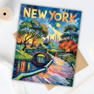 Postal Van Gogh Retro New York Central Park EE.UU. Viajes