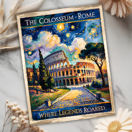 Postal Van Gogh Starry Night Roma Colosseum Travel