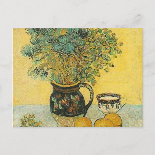 Postal van gogh still life majolica con flores silvestres (Anverso)