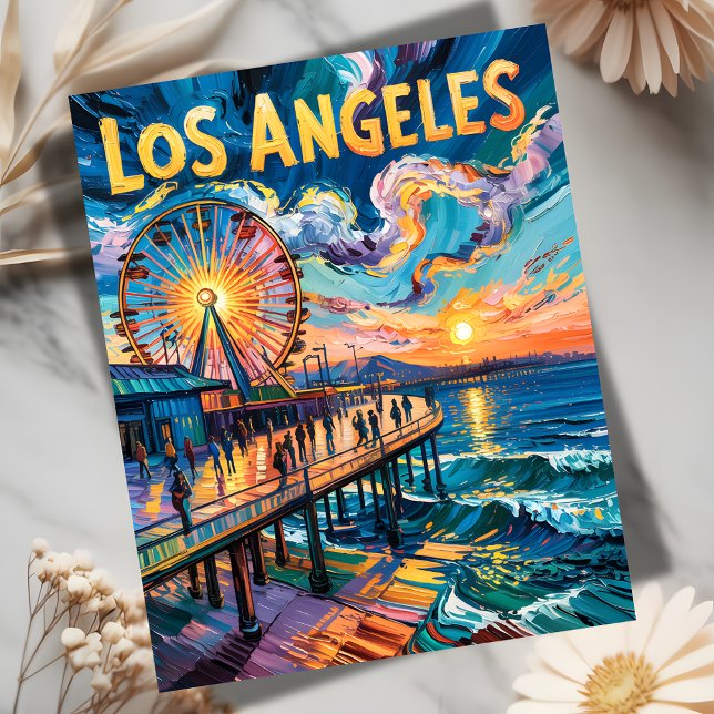 Postal Van Gogh Style Los Angeles Pier Sunset Travel (Subido por el creador)