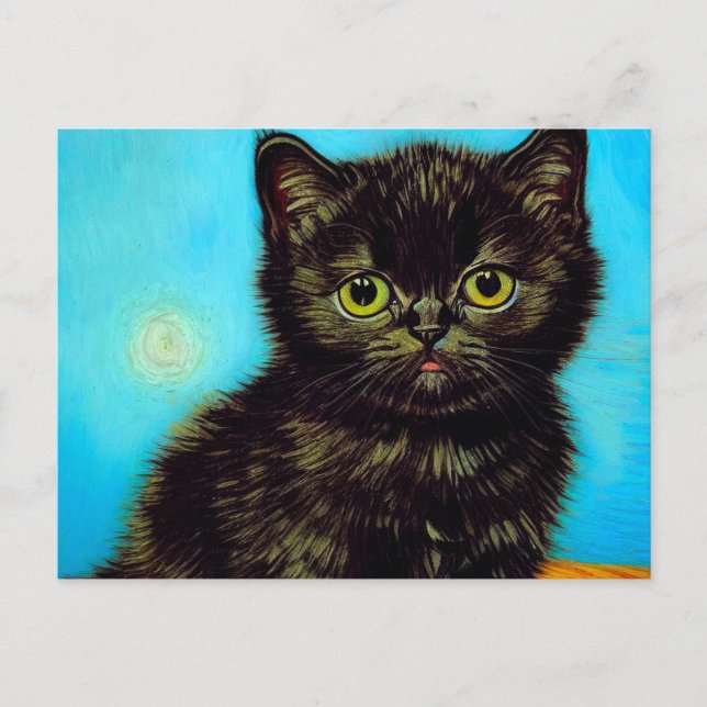 Postal Van Gogh Style Pouting Kitten (Anverso)