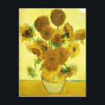 Postal Van Gogh Sunflowers<br><div class="desc">Van Gogh Sunflowers. Óleo sobre lienzo de 1888. Vase con quince girasoles es una de las obras de vida más queridas de Vincent Van Gogh. El brillante uso de los amarillos evoca silenciosamente el final del verano. Un gran regalo para los amantes de los girasoles, Van Gogh, el impresionismo y...</div>
