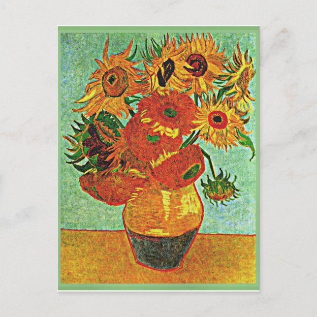 Postal Van Gogh - Sunflowers, Still life Vase with 12 Pos (Anverso)
