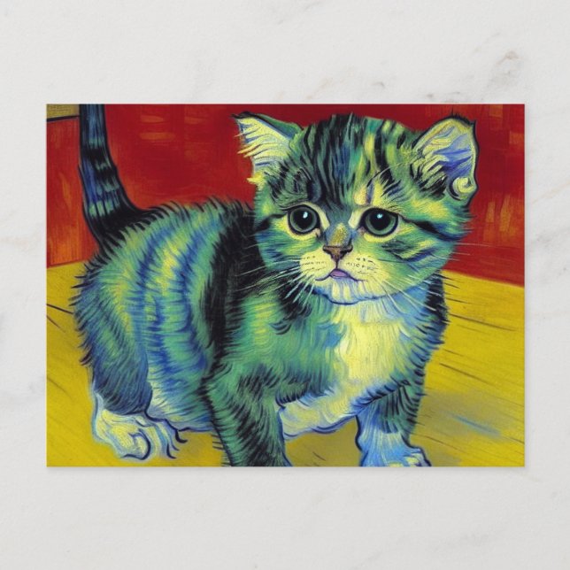 Postal Van Gogh Tabby Cat (Anverso)