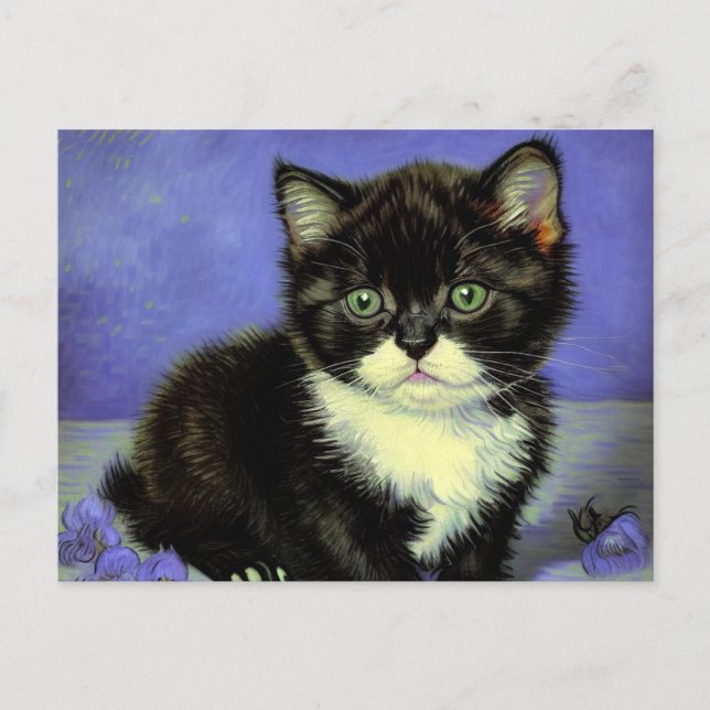 Postal Van Gogh Tuxedo Kitten (Anverso)