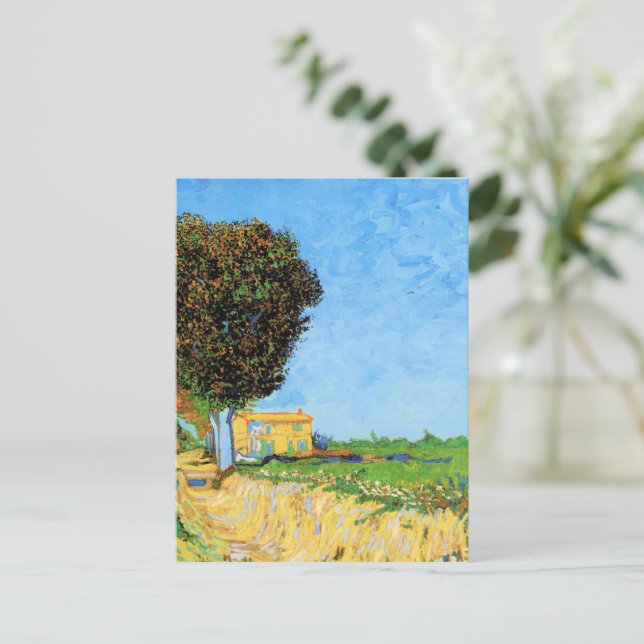 Postal Van Gogh - Un camino cerca de Arlés, (Anverso de pie)