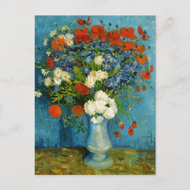 Postal Van Gogh Vase con Cornflowers y Poppies (Anverso)