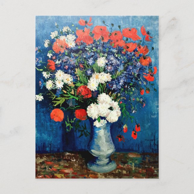 Postal Van Gogh - Vase con Cornflowers y Poppies (Anverso)