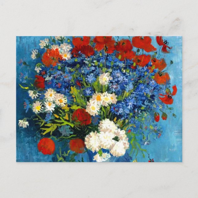 Postal Van Gogh Vase con Cornflowers y Poppies (Anverso)