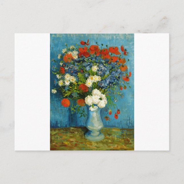 Postal Van Gogh Vase con Cornflowers y Poppies (Anverso)
