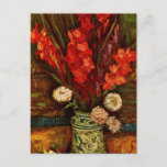 Postal Van Gogh - Vase con gladiolas rojas<br><div class="desc">Pintura floral Van Gogh,  Vase con Gladiolas Rojo,  postal.</div>