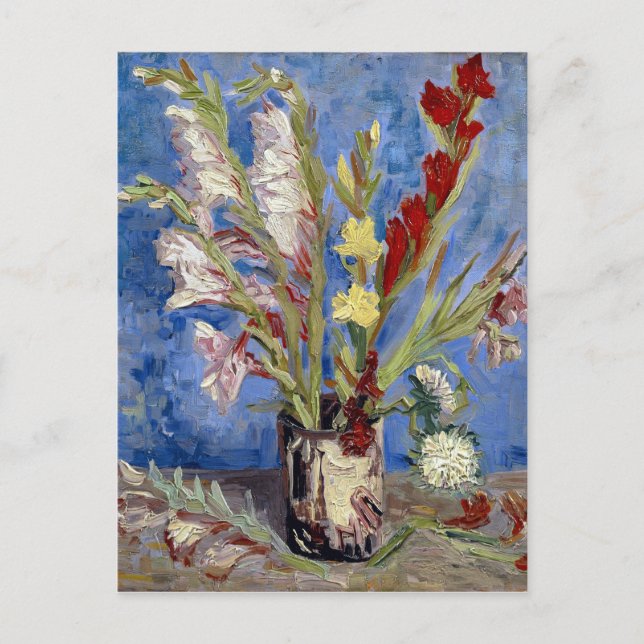 Postal Van Gogh. Vase con Gladioli y China Asters. (Anverso)