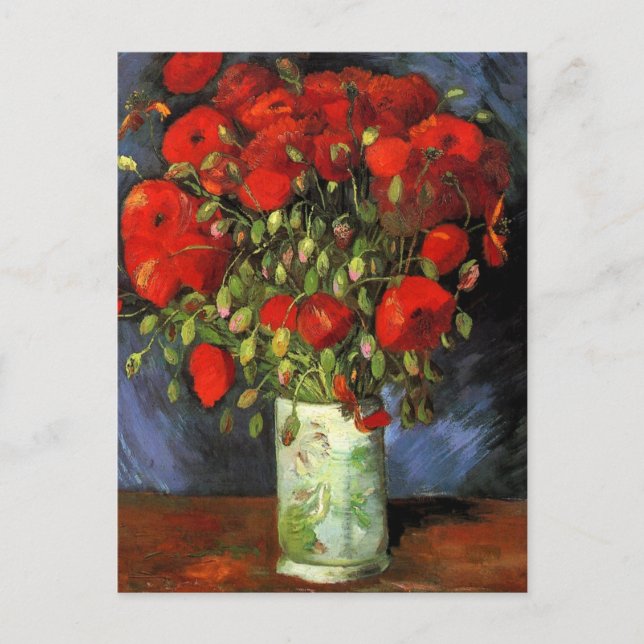 Postal Van Gogh - Vase con los lapiceros rojos (Anverso)