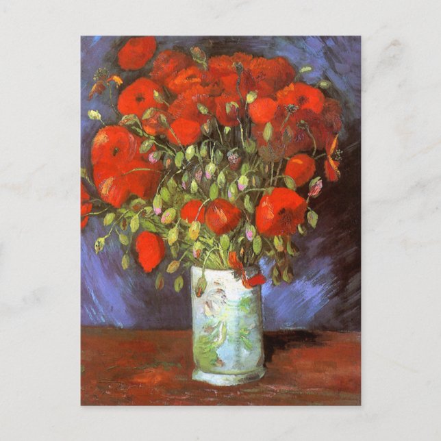 Postal Van Gogh: Vase con los pipetas rojos (Anverso)