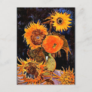 Postal Van Gogh - Vase con seis girasoles