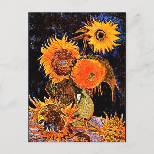 Postal Van Gogh - Vase con seis girasoles (Anverso)
