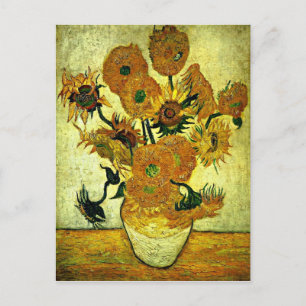 Postal Van Gogh - Vase de vida fija con 14 girasoles