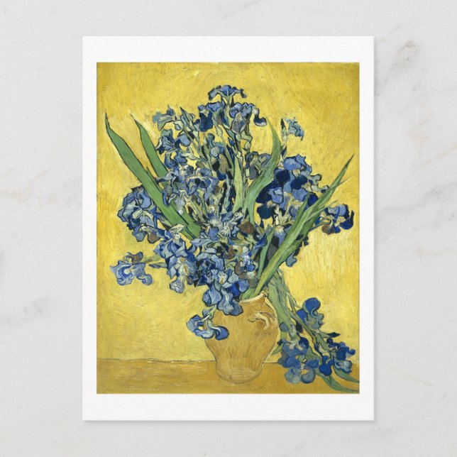 Postal Van Gogh Vase de Vida Fija, Irises (F678) Bella Ar (Anverso)