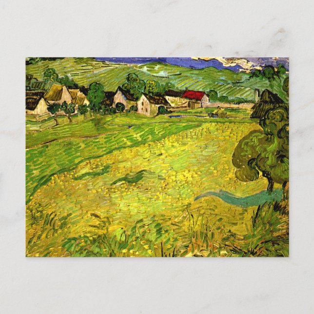 Postal Van Gogh - Vista de los vagones cerca de Auvers (Anverso)