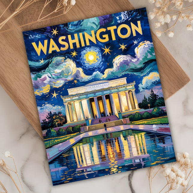 Postal Van Gogh Washington DC Viajes Art Lincoln Memorial (Van Gogh Style Starry Night Washington DC Lincoln Memorial )
