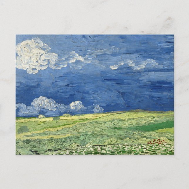 Postal Van Gogh - Wheatfield bajo la pintura de las nubes (Anverso)