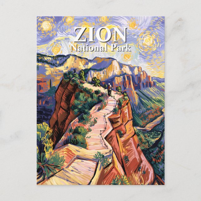Postal Van Gogh Zion Angels Landing Hiking Trail Custom (Anverso)