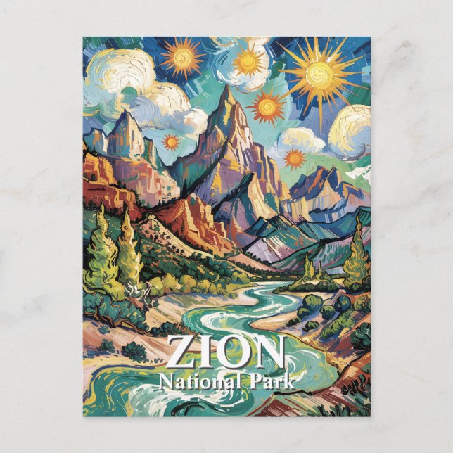 Postal Van Gogh Zion Virgin River Patriarchs Custom (Anverso)