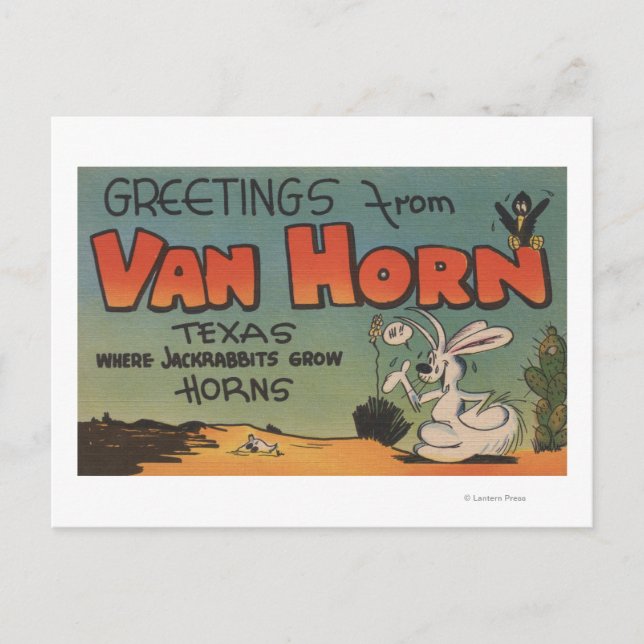 Postal Van Horn, Texas (Jackrabbit & Crow) (Anverso)