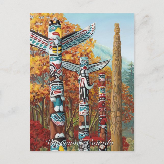 Postal Vancouver Art Postcard Vancouver Totem Pole Painti (Anverso)