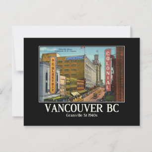 Postal Vancouver BC Canada Granville St 1940