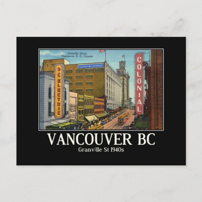 Postal Vancouver BC Canada Granville St 1940 (Anverso)