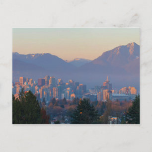 Postal Vancouver BC Downtown Cityscape en Sunset Panorama