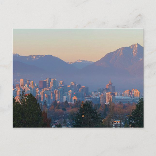Postal Vancouver BC Downtown Cityscape en Sunset Panorama (Anverso)