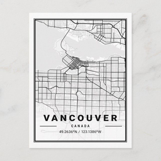 Postal Vancouver British Columbia Canada Travel City Map (Anverso)