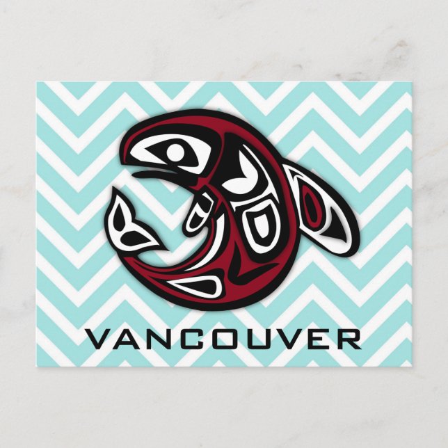 Postal Vancouver British Columbia Nautical Orca Whale Art (Anverso)