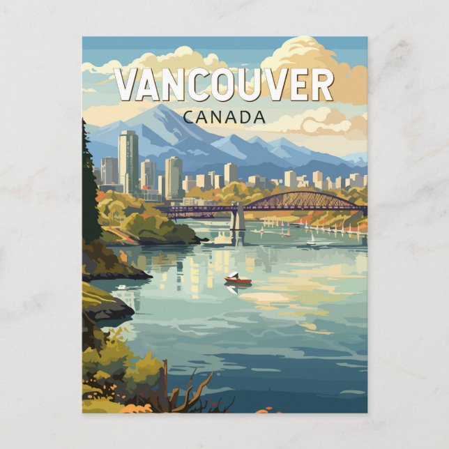 Postal Vancouver Canadá Arte de viaje Vintage (Anverso)
