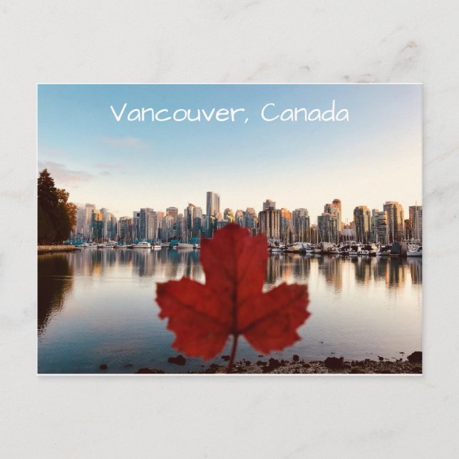 Postal Vancouver Canada Red Maple Leaf Skyline (Anverso)
