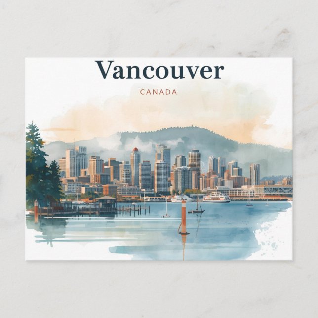Postal Vancouver Canadá Viajes Arte Vintage (Anverso)