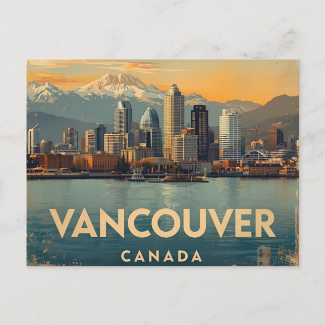 Postal Vancouver Canadá Viajes Arte Vintage (Anverso)