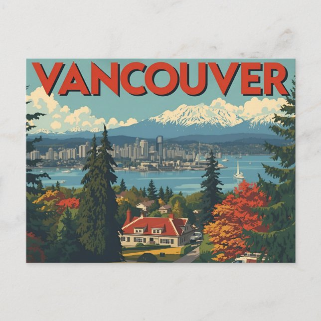 Postal Vancouver Canadá Viajes Arte Vintage (Anverso)