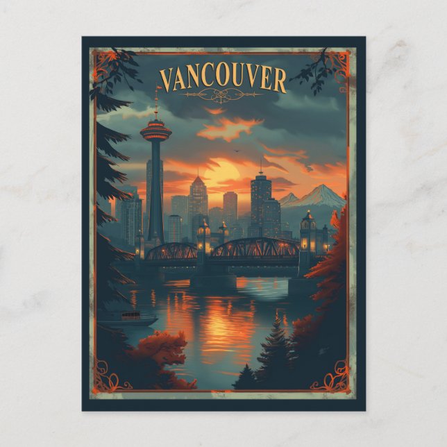 Postal Vancouver, Canadá Vintage Travel (Anverso)