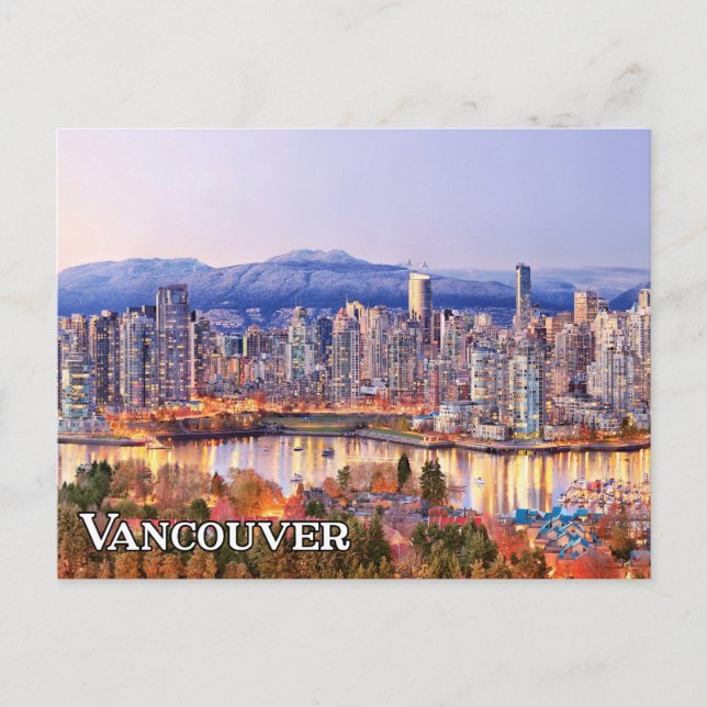 Postal Vancouver Skyline, Columbia Británica, Canadá (Anverso)